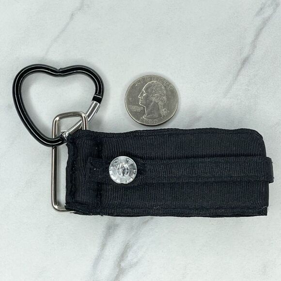Black Ribbon Rhinestone CRZY Crazy Heart Carabiner Keychain Keyring - Picture 9 of 9